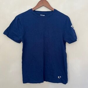 True Religion Mens Navy Blue Horseshoe Reflective Logo Short Slv T-Shirt Small